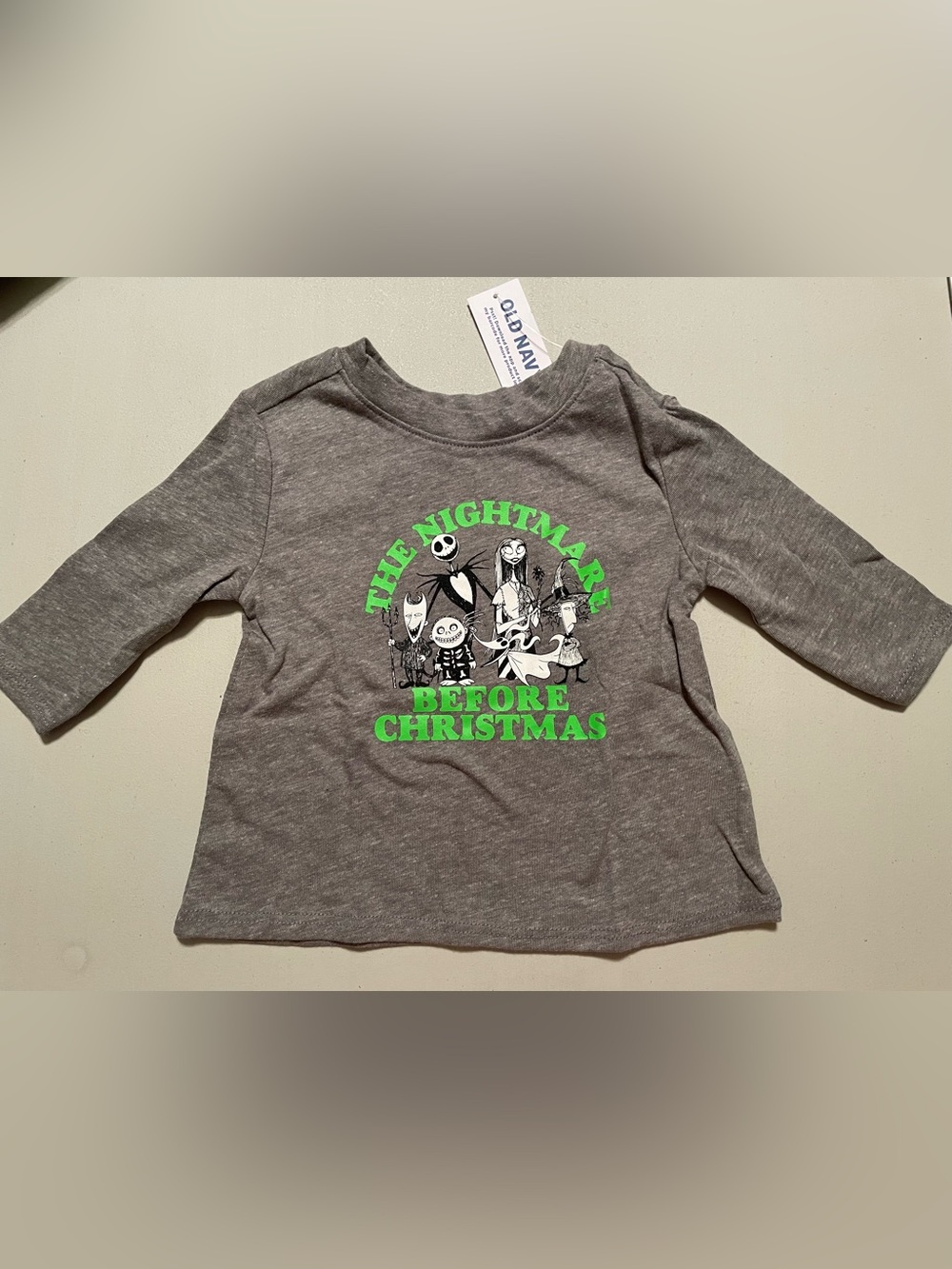 Old Navy Kids "The Nightmare Before Christmas" Grey Graphic Tee 0/3 NWT